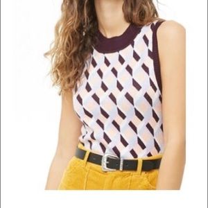 Sweater knit geo print women’s top